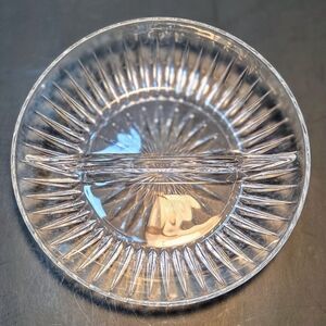 Vintage Clear Glass Ribbed Divided Dish Pressed Glass